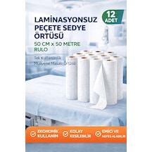 Laminasyonsuz Peçete Sedye Örtüsü 50 Cm X 50 Metre Rulo Tek Kullanımlık Muayene Masası Örtüsü 12 Adet