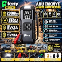 Feny Fn-at20 20.000 Mah 5v-3a Akü Takviye Ve Hava Kompresörü Lastik Şişirme- Powerbank Çantalı