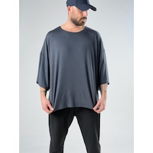 Cocopelli Fakir Kol Antrasit Oversize Viscon T-shirt Coc3027