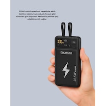 Powerbank Hızlı Şarj 10000 Mah Dahili Kablo Çok Renkli