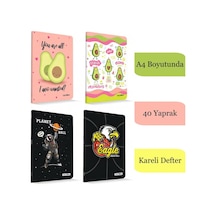Uninote A4 40 Yaprak Karton Kapak Dikişli Defter Kareli Kareli 13002