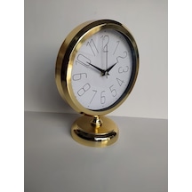 Altın Gold Renkli Metal Ofis Salon Masa Saati 25*20 cm B1