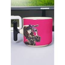Bayonetta Baskılı Seramik Lüks Kupa 1 Adet T Şeklinde Özel Siyah Kulp Dalga Kulp V4t Çok Renkli