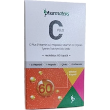 C Plus 60 Kapsül C Vitamini D Vitamini Propolis Ve Çinko İçeren, Pharmateks C Plus 60 Kapsül C Vitamini D Vitamini Propolis Ve Çinko İçeren, Pharmateks