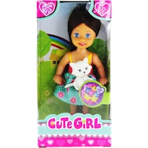 Cute Girl Kedi Figürlü Kumral Mini    Bebek