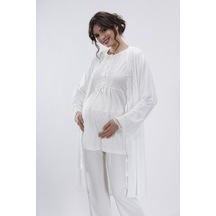 3'lü Şık Lohusa Sabahlık ve Pijama Takımı