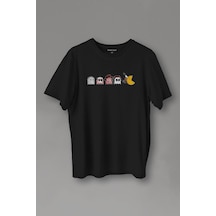 Unisex T-shirt Among Us Pacman Hallowen Korku Film Oyun Siyah Baskılı Tişört 001