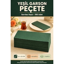 33x33 Cm Yeşil Garson Katlama Peçete 100 Adet 2 Katlı Kadınlar Günü Davet Parti Sofra Kağıt Peçetesi