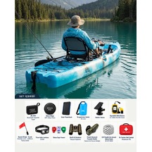 Sup Pro Pedallı Balıkçı Kanosu Mavi Kamuflaj Seti