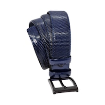 Süzer Deri Lacivert Rugan Suni Deri Desenli 4 Cm.lik Klasik Kemer - 7495-68-21m Lacivert