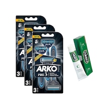 Arko Men Pro3 3 Bıçaklı Tıraş Bıçağı 3'lü + Klasik Yağlı Krem 20 G