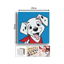 Sayılarla Boyama 20x20 Cm Tuval Seti Fırça Boya Dahil Çıtaya Gerili - Dalmaçyalı Köpek