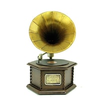 Dekoratif Metal Gramofon Kutu Obje Vintage Hediyelik