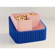 3d Baskı Fıstık Kasesi - Çift Hazneli Kabuk Ayırıcı Sunum Kasesi - Mavi Pembe Çok Renkli