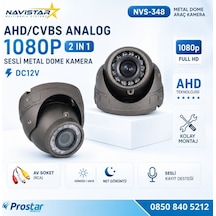 Mikrofonlu Ahd 1080p/analog Cvbs Pal Araç İçi Metal Dome Kamera Rca Sarı Soketli, Ir Gece Görüşlü