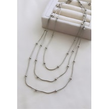 Çelik Dorika Topçuk Çoklu Kolye Silver - 607023817 Silver