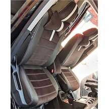Volkswogen Caddy 2015 2020 Arası Uyumlu Siyah Taytüyü Siyah Deri Karışımı Beyaz Şerit Beyaz Ip