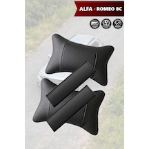 Alfa Romeo 8c Uyumlu Siyah Set Deri Yastık Deri Kemer Koruyucu Lüks