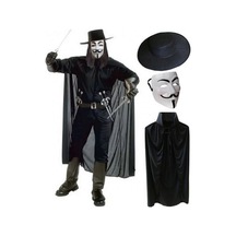 V For Vendetta Maskesi Şapkası Ve Pelerin Kostüm Seti Yetişki N177