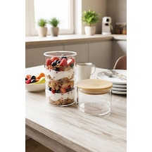 Nerava 3 Katlı Bambu Vakum Kapaklı Cam Kahvaltılık Ve Çerezlik - Saklama Kabı Diğer
