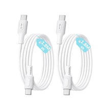 2 Adet X 180cm 6ft Type C-c Kablo Seti, Kaymaz Tutamaç, 60watt Pd Hızlı Şarj, İphone 15/16/17 Ve Andoid İçin, Beyaz, Remorax Coral 2 Ad X 1.8mt Beyaz