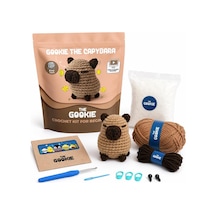 Başlangıç Seviyesi Amigurumi Kapibara Örgü Seti, El Yapımı Tığ İşi Oyuncak, Kahverengi, Tam Set