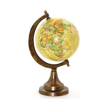 2 Adet Pirinç Dünya Küre Dekoratif Masaüstü Küre, Brass Globe, Ev Ve Ofis Aksesuarı Model 3382a 23 X 16 Cm 1