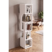 Kitaplık Ahşap Dekoratif Raf 5 Katlı Modern Çok Amaçlı Kitaplık Salon Ofis Kitaplığı 7067 Beyaz Çok Renkli