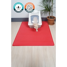 110x150 Cm Hücreli Kedi Kumu Paspası Kedi Matı Kedi Tuvalet Önü Paspası Kırmızı