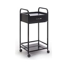 Mcarıs Cihaz Taşıma Ve Setup Sehpası Ahşap Çekmeceli - Siyah - Sac Beyaz
