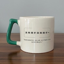 Mor Mürekkep Anneanne Baskılı Yeşil Kulplu D Kupa