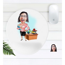 Kişiye Özel Bayan Öğretmen Karikatürlü Bilek Destekli Mouse Pad-5