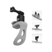 Vkemall Telesın Spor Kamerası İçin Hızlı Açılır Silikon Sabitleme Kayışı, 2 Kademeli Ayarlanabilir, Gri