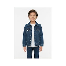 Gülerçocuk Unisex Siyah Mavi Gri Renk Alternatifli Çocuk Kot Ceket - Unisex Çocuk Denim Ceket Mavi