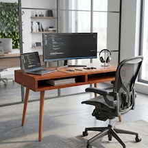Mobenta Slot Desk: Masif Çalışma & Laptop Masası 2 Gözlü Depolama - 120x60 Bk Bakır