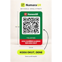 Qr Kodlu Numaratör Araç Ve Motosiklet İçin Qr Etiket Park Numaratörü 8,5x5,5 Cm Yeşil Numaraqr