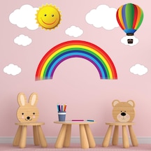 Rengarenk Gökkuşağı, Uçan Balon, Güneş Ve Bulutlar Duvar Sticker Seti - Bebek Ve Çocuk Odası De 1