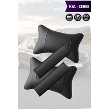 Kia Ceres Uyumlu Set Lüks Siyah Deri Kemer Koruyucu Deri Yastık