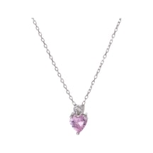 Pembe Zirkon Taşlı Kalp Model 925 Ayar Gümüş Kadın Kolye Gümüş - Rodyum