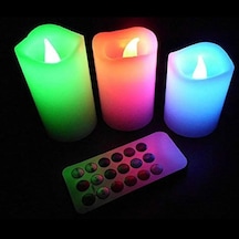 LED REMOTE CONTROL ELECTRONİC CANDLE KUMANDALI RENKLİ IŞIKLI MUM 3LÜ SET IŞIKLI MUM ROMANTİK DEKOR MUM Çok Renkli