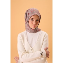 Silk Home İnce Pamuk Soft Eşarp Vizon-narçiçeği Desenli Tok Duruşlu 90x90 Çok Renkli