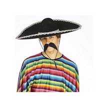 Mey İthalat Sombrero Meksika Şapkası Mariachi Gümüş Şeritli Yetişkin Boy