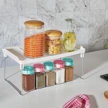 Ayrex Dolap İçi Raf Düzenleyici, Metal Ayaklı, Plastik Mutfak Rafı, Tezgah Üstü Yer Kazandıran Organizer, 14x30c Diğer