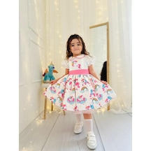 H L Y Karol Tasarım Unicorn Vintage Kız Bebek Elbisesi,doğum Günü,fotoğraf Çekim Elbise,0-12 Yaş Uygun Pembe