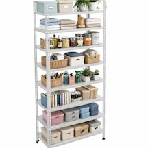 8 Katlı Galvaniz Çelik Raf - Depo, Arşiv, Kiler, Dosya, Market Rafı 31x60 Cm-250 Cm-0.70 Mm Gri