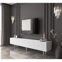 Capella Country Mdf Beyaz 5 Kapak Ahşap Ayaklı 200 Cm Tv Ünitesi