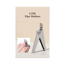 Çelik Tips Makası - Protez Tırnak Tips Kesme Makası - Takma Tırnak Makası Gümüş