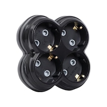 4lü Golyat Fiş, Dörtlü Topraklı Priz Çoklayıcı Fiş, 16a 250 Volt, Max 3600 Watt Siyah