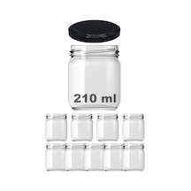 Afracam 210 Ml Siyah Metal Kapaklı Şeffaf Cam Kavanoz 9 Adet