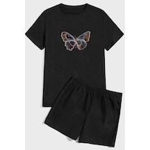 Uyguntarz Butterfly Baskı Şort Takım Siyah Uyguntarz Butterfly Baskı Şort Takım Siyah
